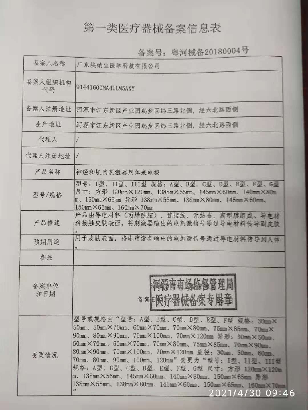河北医疗器械的备案信息