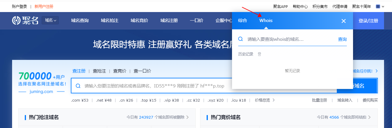 手机未注册域名查询