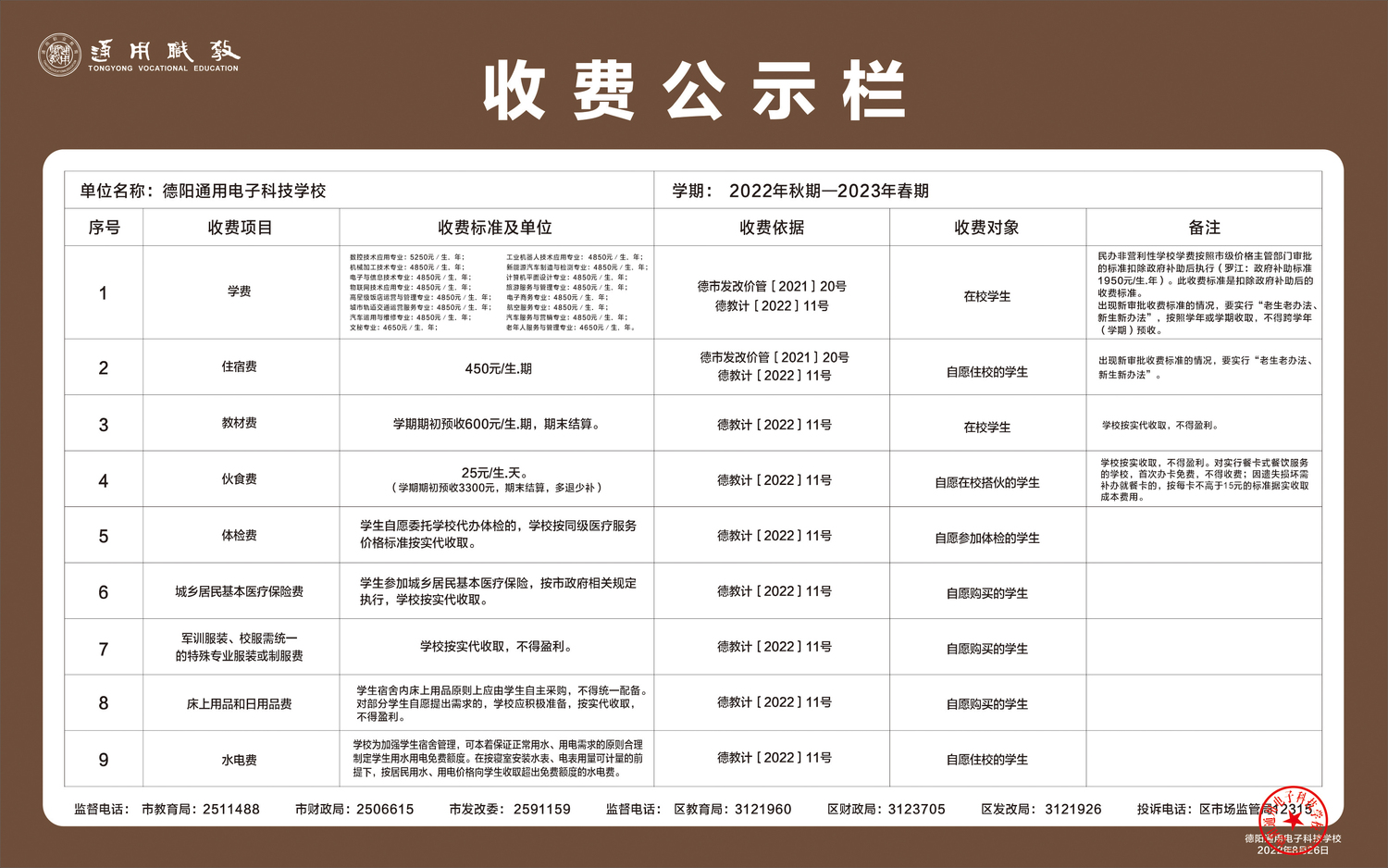 民办学校收费备案文件依据