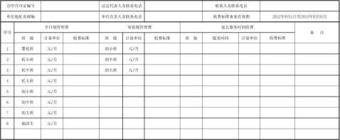 民办学校收费备案相关资料