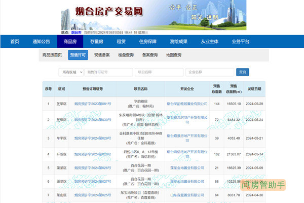 烟台房地产备案信息