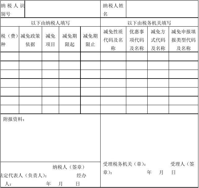 河北省国税所得税减免备案表