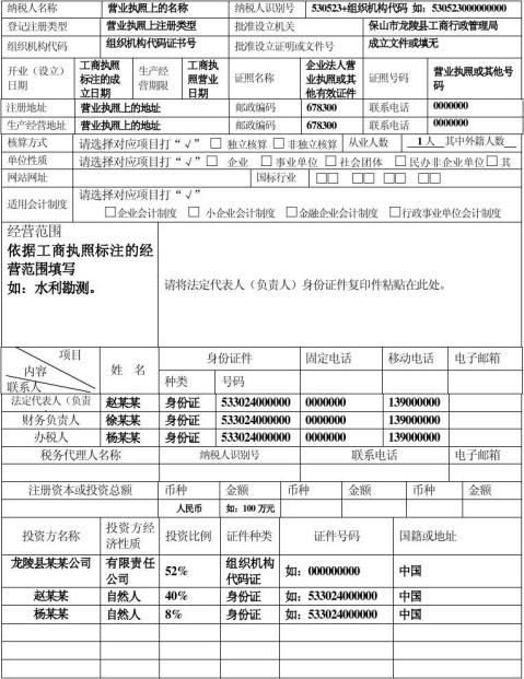 青岛市税务备案表图片