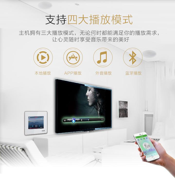 家庭背景音乐主机装在电视墙