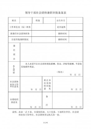 领导干部兼职情况备案表