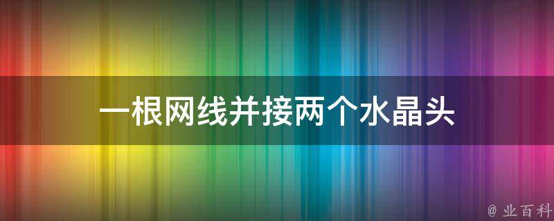 一个主机插两根网线