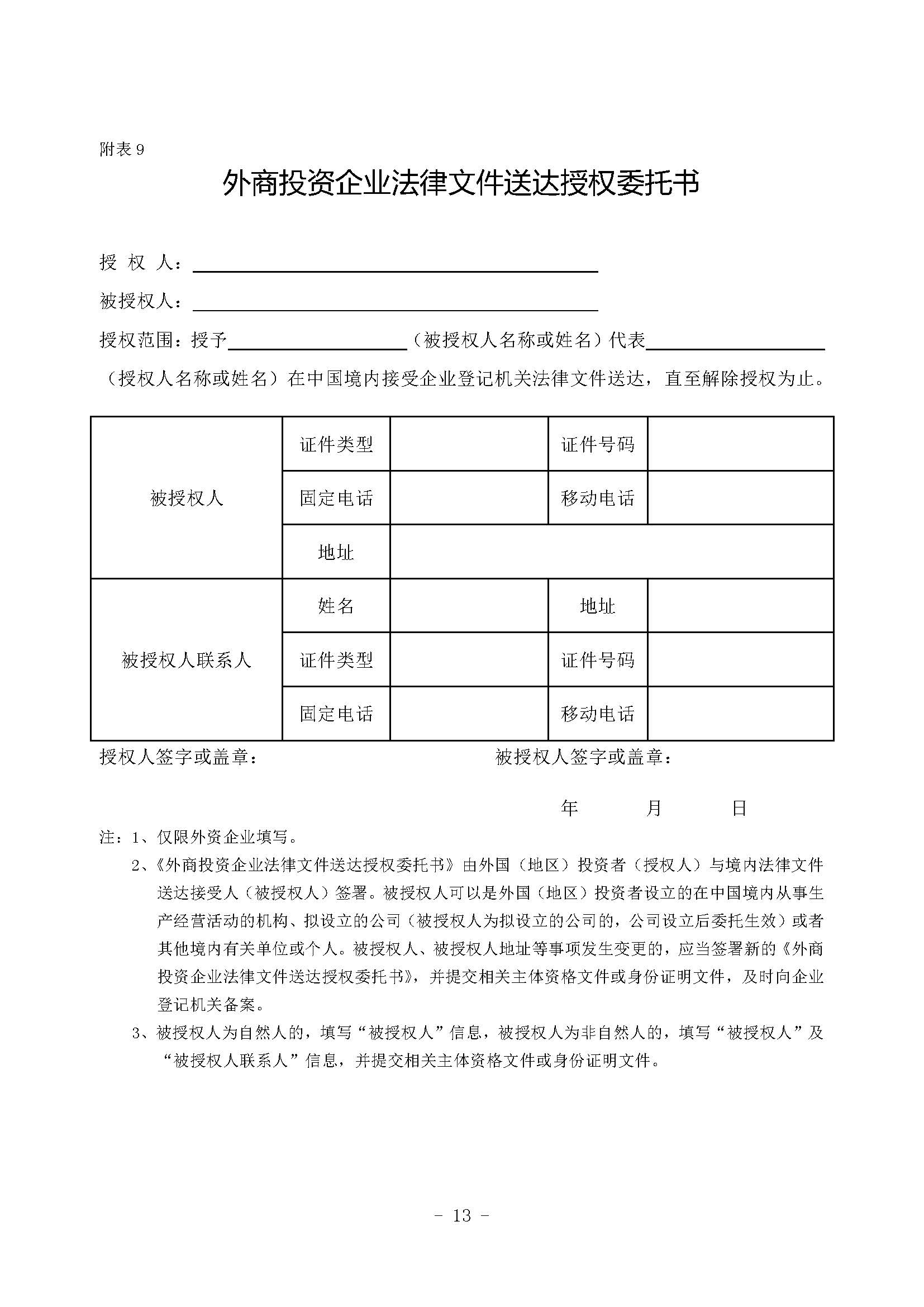 外商企业备案承诺书